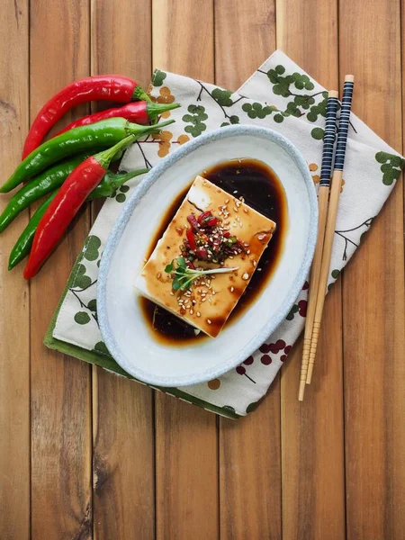 Alimentation Asiatique Tofu Mou Sauce Soja — Photo