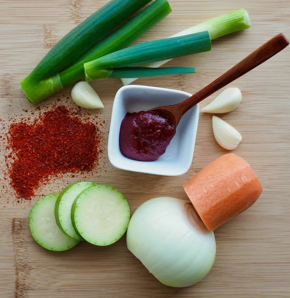 Koreaanse Traditionele Saus Gochujang Groenten — Stockfoto