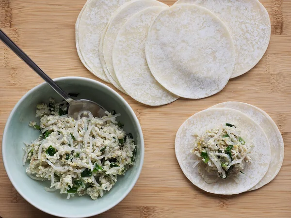 stock image Making dumplings, Asian food, cooking