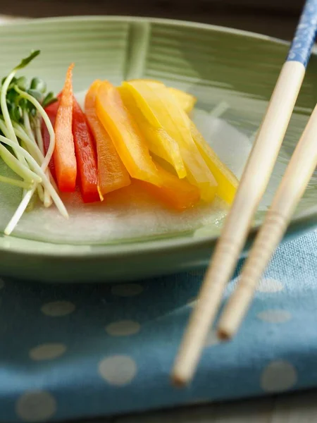 Korejské Jídlo Ssam Ředkvička Zelenina Vedlejší Vchod — Stock fotografie