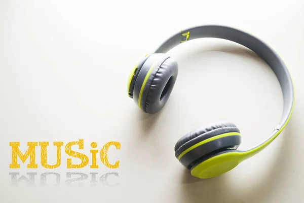 Wireless Headphones Isolated White Background Green Ear Headset Built Noise — Stock Photo, Image