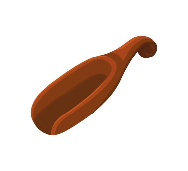 Ahşap spatula yemek pişirmek için. Mutfak aletleri. İzole edilmiş beyaz arkaplanda düz vektör çizimi