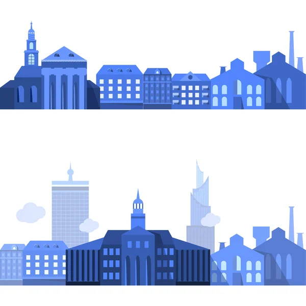 Avrupa yatay çizgiler düz şehir elemanları ile