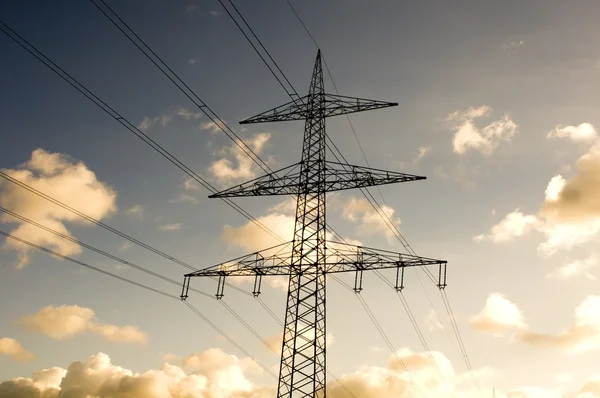 Pilón Electricidad Cielo Azul — Foto de Stock