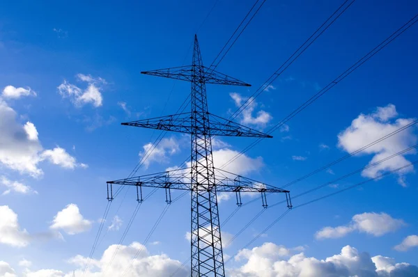 Pylône Électrique Dans Ciel Bleu — Photo