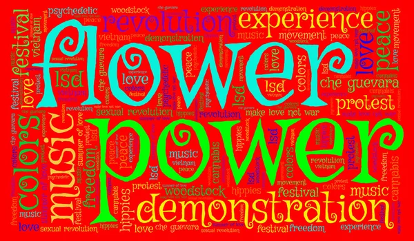 Nube Palabras Flower Power Colores — Foto de Stock