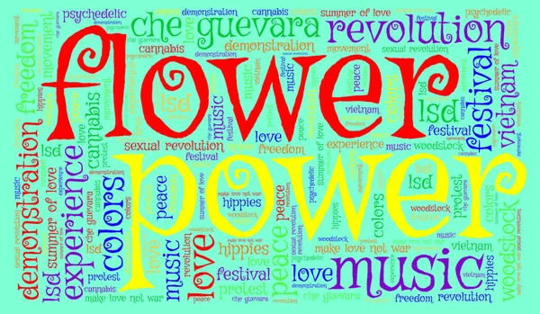 Nube Palabras Flower Power Colores — Foto de Stock