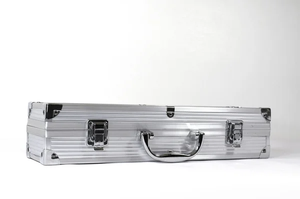 Silver metal briefcase — Stock Photo, Image