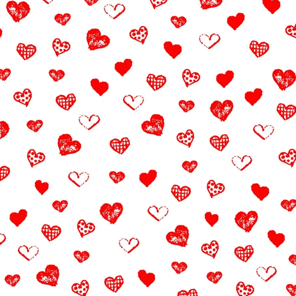 День Щасливих Валентинів Графічне Тло Багатьма Типами Рук Намальоване Червоними — стоковий вектор