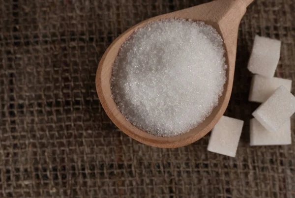Pedaços Açúcar Serapilheira Açúcar Granulado Close Açúcar Refinado Açúcar — Fotografia de Stock