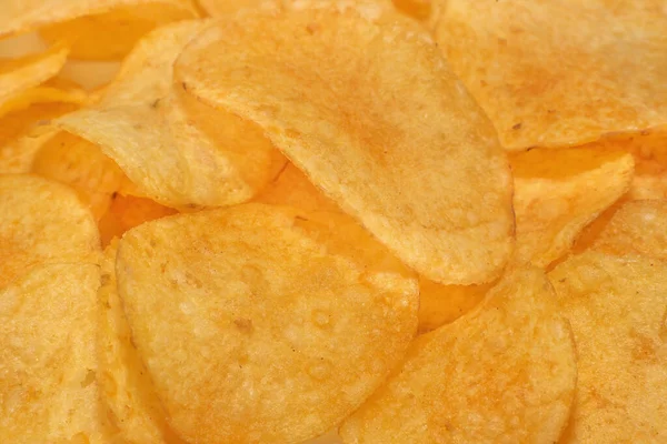 Spjälor Knäcker Med Kryddor Potatischips Närbild Chips — Stockfoto