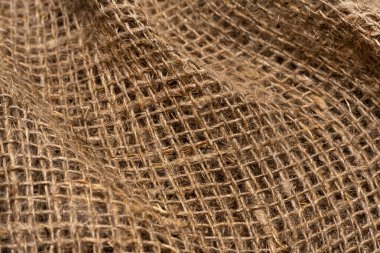 Kumaş. Çuval bezi kumaşının dokusu çok yakın. Paketleme malzemesi. Burlap Hessian Sacking 'in Arkaplanı
