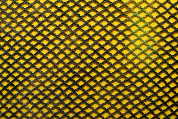 Látka Textilie Textilní Pozadí Síťovinou Kus Síťoviny Žlutou Barvu Mřížka — Stock fotografie