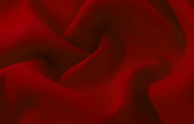 Kumaş. Malzeme. Öküzlü kırmızı kumaşın arka planı. Buruşuk kumaş