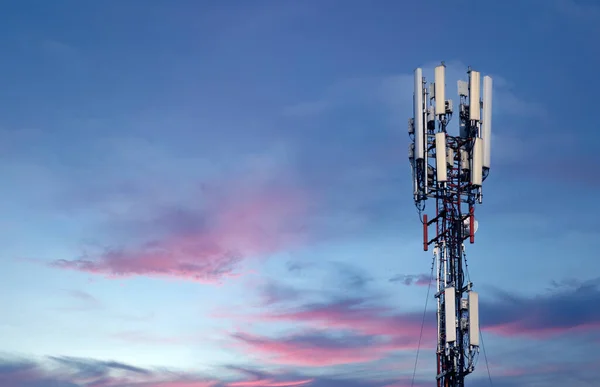 Cellular station. Communication. Wireless connection. Mobile cellular communication and wireless Internet on a support among wires in an urban environment