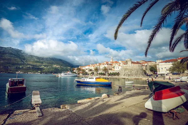 Pohled na staré město Korčula — Stock fotografie