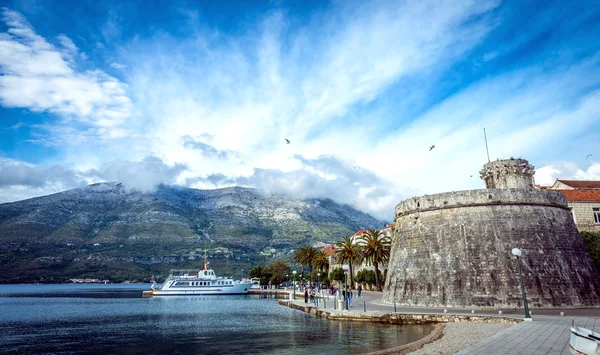 Pohled na staré město Korčula — Stock fotografie