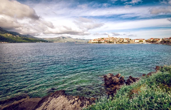 Widok na stare miasto Korčula — Zdjęcie stockowe