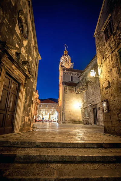 Korcula town streets by night — Stock Photo, Image