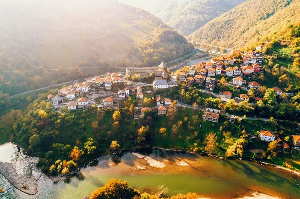 Vue Aérienne Ancienne Ville Château Vranduk Centre Bosnie Près Zenica — Photo