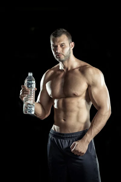 Drinking water in gym — Stock Photo, Image