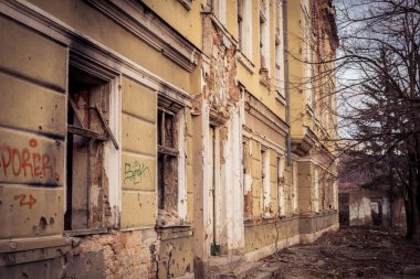 Saraybosna, Bosna Hersek - 01 Mart 2015: Savaş Harabeleri