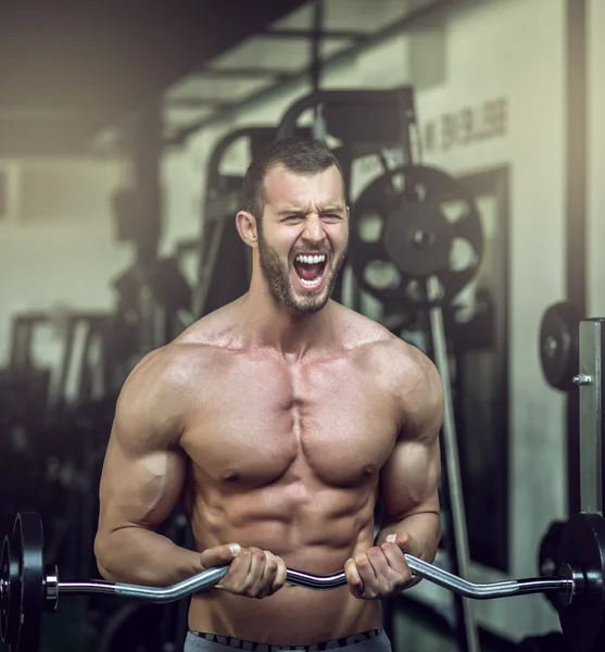 Mad during bodybuilding — Stock Photo, Image