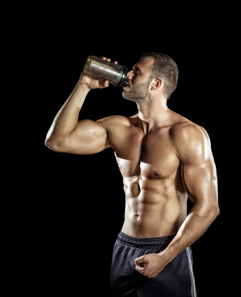 Man drinking protein shake — Stock Photo, Image