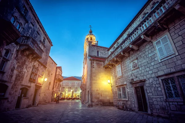 Plaza principal en Korcula — Foto de Stock