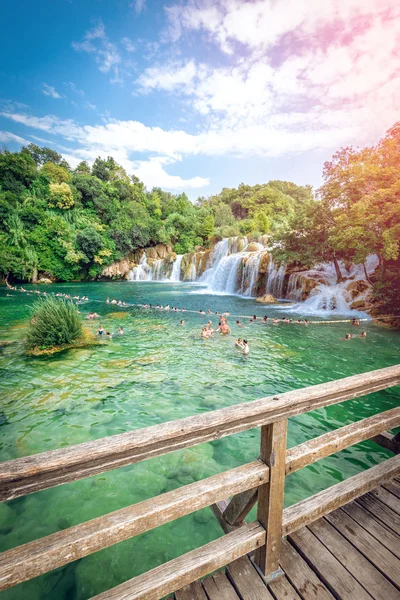 Parque nacional de Krka com cachoeiras — Fotografia de Stock