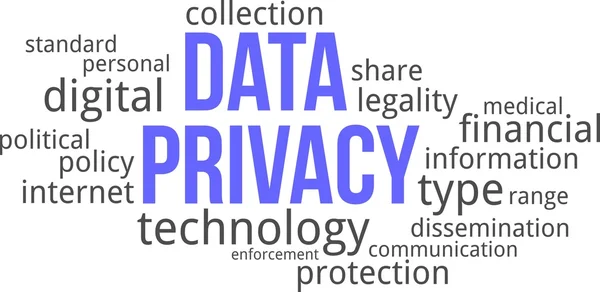 Word cloud - privacy dei dati — Vettoriale Stock