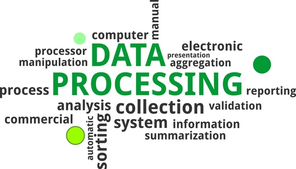 Nube de palabras - procesamiento de datos — Vector de stock