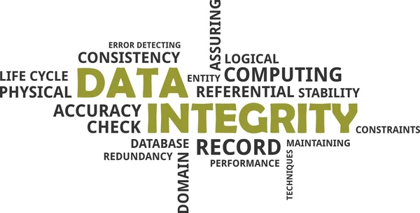 Word cloud - integrità dei dati — Vettoriale Stock