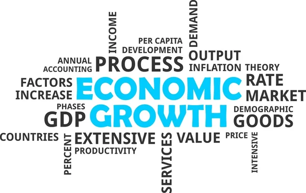 Nube de palabras - crecimiento económico — Archivo Imágenes Vectoriales