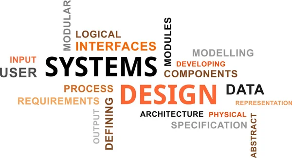 Nuvem de palavras - design de sistemas — Vetor de Stock