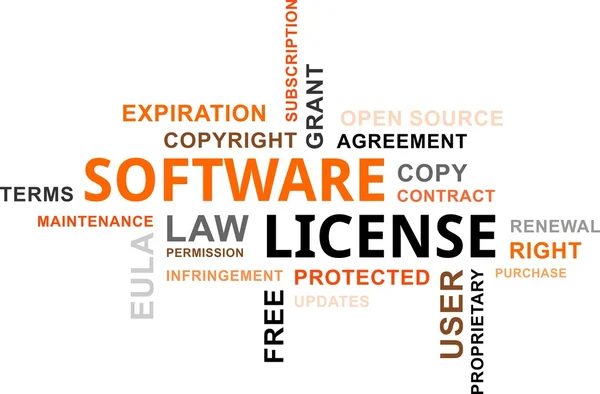 Nube de palabras - licencia de software — Vector de stock