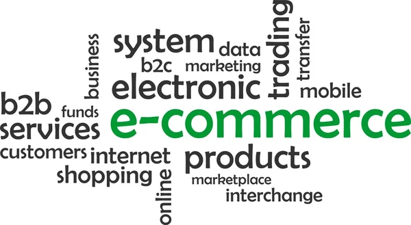 Parola cloud - e-commerce — Vettoriale Stock