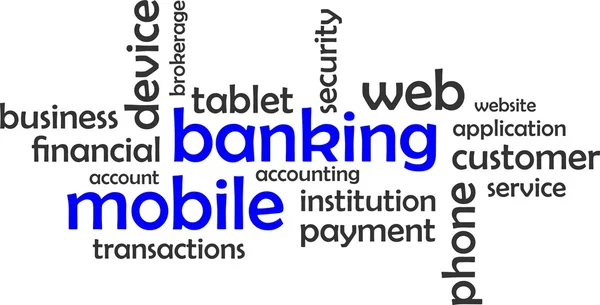 Szó felhő - Mobil banking — Stock Vector