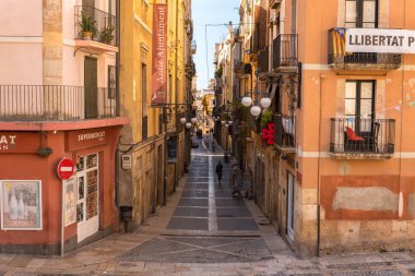Tarragona, Spain : 2020 September 27: Sunny day in Tarragona old Town in Spain - A UNESCO World Heritage Site in summer. clipart