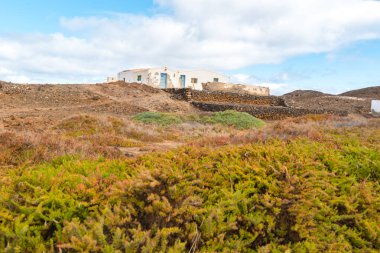 Lobos Adası, Fuerteventura, İspanya: 2020 3 Ekim: Fuerteventura 'da Lobos Adası' ndaki evler.