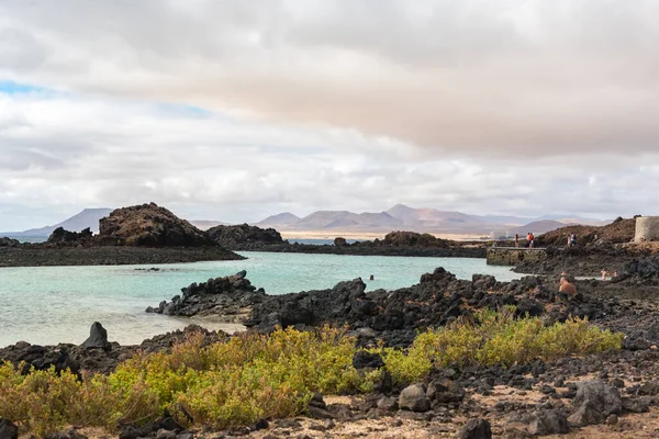 Isla Lobos Fuerteventura Spanje 2020 Oktober Klein Strand Isla Lobos — Stockfoto