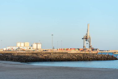 Puerto del Rosario, Fuerteventura, İspanya: 4 Ekim 2020: İspanya 'nın Fuerteventura kentindeki Puerto del Rosario limanı