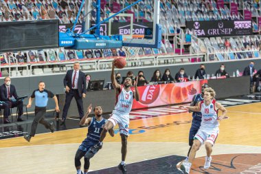 Andorra La Vella, Andorra: 9 Aralık 2020: Andorra 'da oynanan Eurocup Maçı' nda Andorra 100 'e karşı 106 Lokomotiv Kuban.