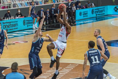 Andorra La Vella, Andorra: 9 Aralık 2020: Andorra 'da oynanan Eurocup Maçı' nda Andorra 100 'e karşı 106 Lokomotiv Kuban.