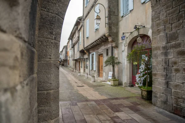 Mirepoix Francie Prosince 2020 Staré Rámcové Domy Hlavním Náměstí Středověké — Stock fotografie