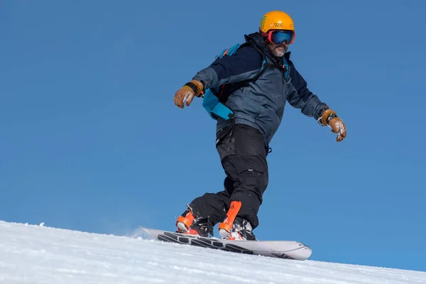 Grandvalira Andorra 2020 Prosince Man Skating Snowboard Split Board Going — Stock fotografie