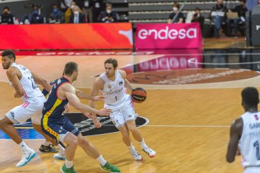 Andorra la Vella, Andorra: 2021 January 4: Fabien Causeur of Real Madrid in action in the Endesa ACB League match between Mora Banc Andorra vs Real Madrid in 2021.