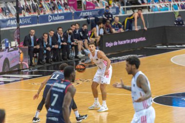 Andorra la Vella, Andorra: 2021 January 4: Nicolas Laprovittola of Real Madird in action in the Endesa ACB League match between Mora Banc Andorra vs Real Madrid in 2021.