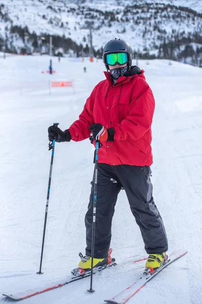 Grandvalira Andorra 2021 Januari Skiër Het Skigebied Grandvalira Andorra Tijden — Stockfoto