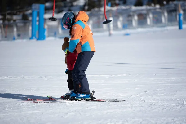 Grandvalira Ανδόρα 2021 Ιανουαρίου Σχολικό Μάθημα Σκι Στο Σταθμό Σκι — Φωτογραφία Αρχείου